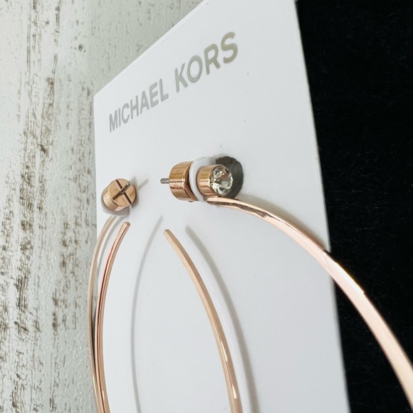 Michael Kors Rose Gold Stud Hoops Earrings - Picture 4 of 9